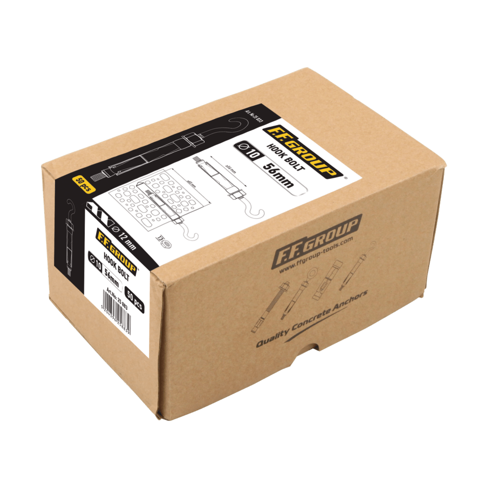 Anclajes largos con tuerca y arandela (25 uds.), grupo FF, M10x115