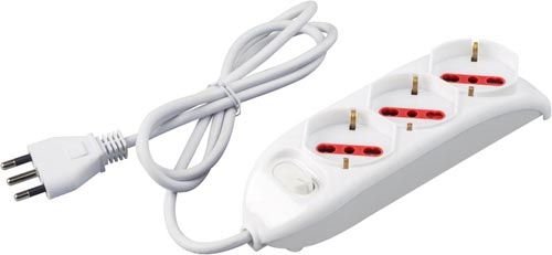 Emilia Rosi multi-socket with 3 Schuko/biv sockets 10/16A 2P+E 250V, 1.5m H05VV-F 3G1 cable, indicator light switch, 16A 2P+E 250V plug