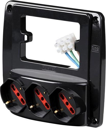 Rosi power strip with 3 dual-purpose 10/16A Schuko sockets