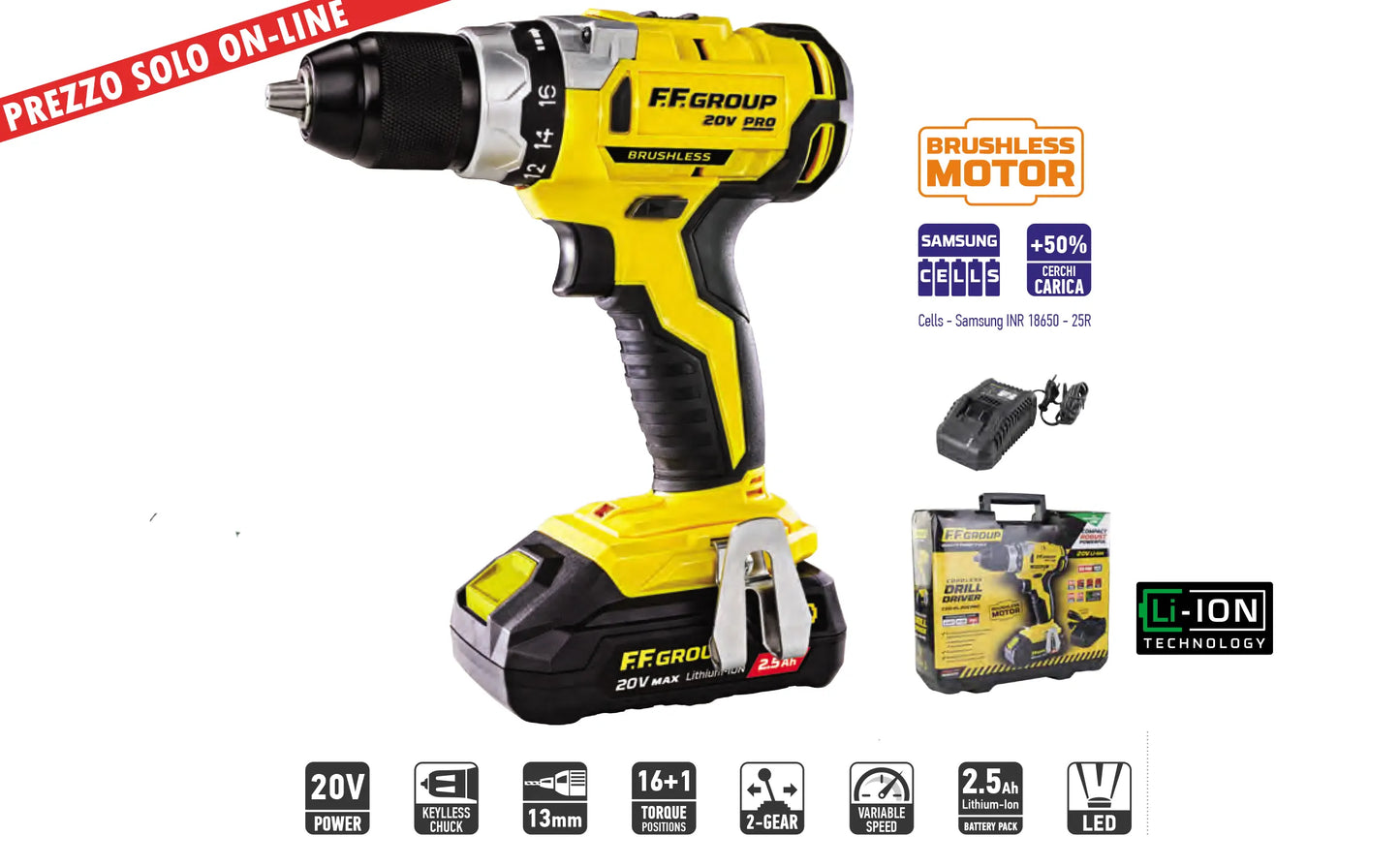 CDD BL 20V PRO Cordless Screwdriver Set + 4.0Ah Battery – FF Group
