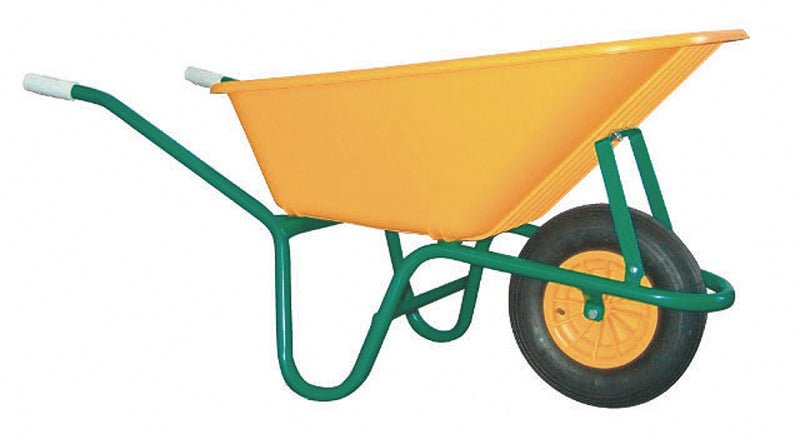 Professional wheelbarrow with 100 litre yellow polypropylene tub
