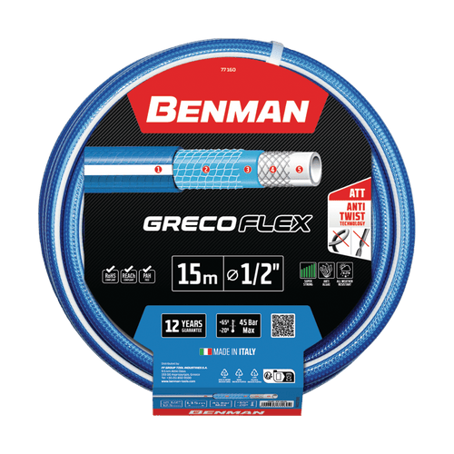 Manguera de jardín de caucho Grecoflex - Benman - 1/2" de diámetro - 50" de longitud