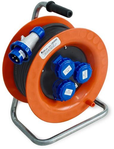 Rosi HO7RNF 3G2.5 30Mt Industrial Cable Reel 3 Ind. 16A 2P+E IP67 Thermal Circuit Breaker