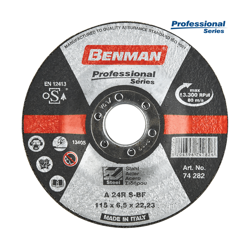 Professional series abrasive grinding disc for steel 115X6.5mm Benman