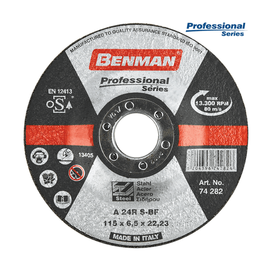 Disco abrasivo de la serie profesional para acero, 115 x 6,5 mm, Benman