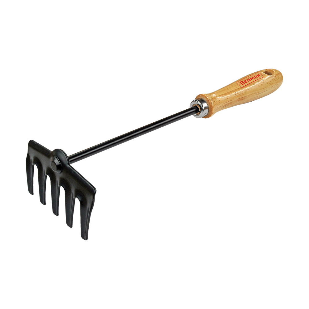 Benman 5-tooth rake with wooden handle