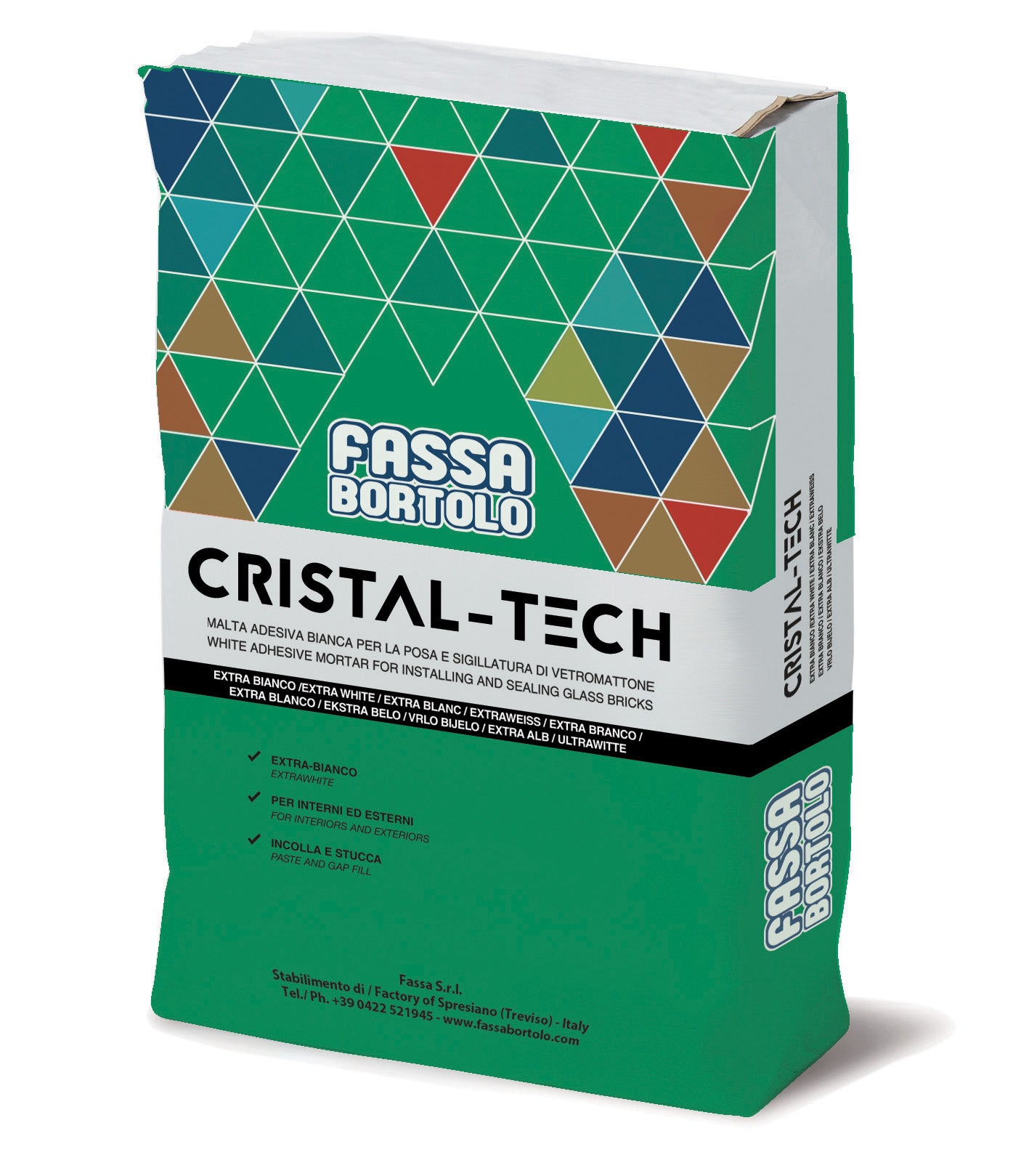 Adhesivo cementoso extra blanco Cristal-Tech