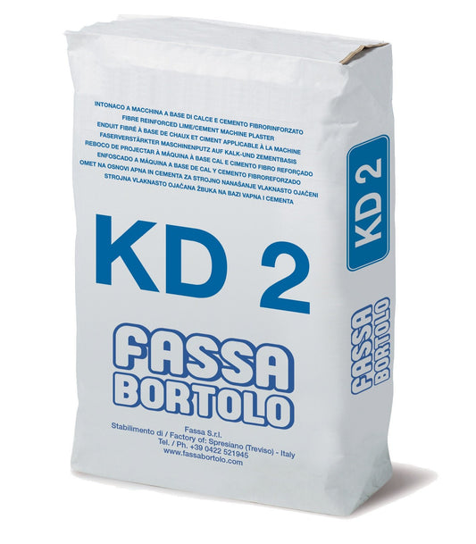 Fibre-reinforced lime and cement-based base coat plaster for interiors and exteriors KD 2 kg 25