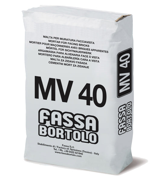 Mortero de albañilería de revestimiento a base de cemento para uso interior y exterior MV 40 kg 25