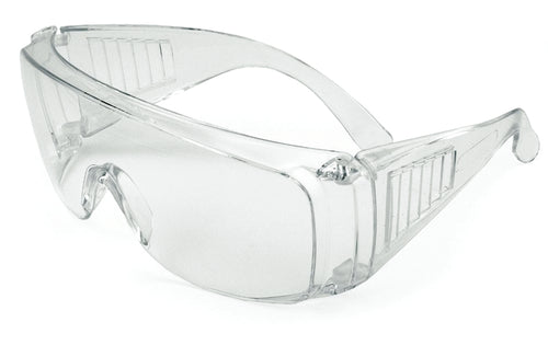Protective glasses with neutral lens temples