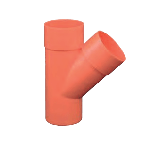 45° branch connection in orange PVC