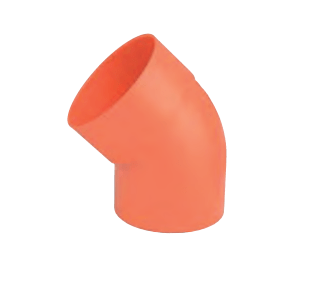 Orange PVC Bent Fitting - 45°, 160 mm