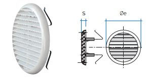 White round ventilation grille Ø155 TUR125B