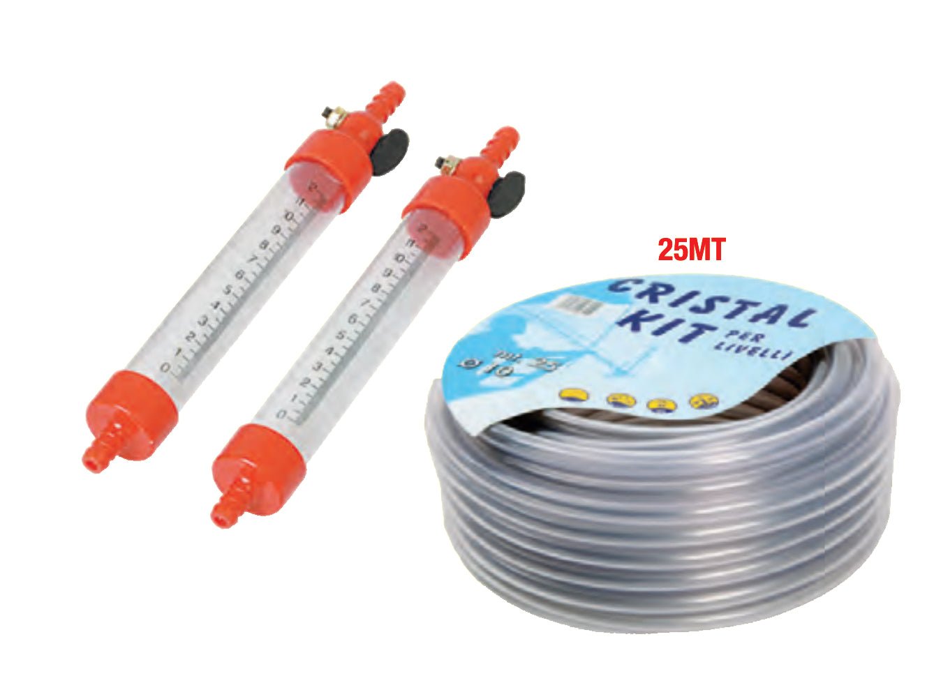 Mass water level vials + 25 m hose